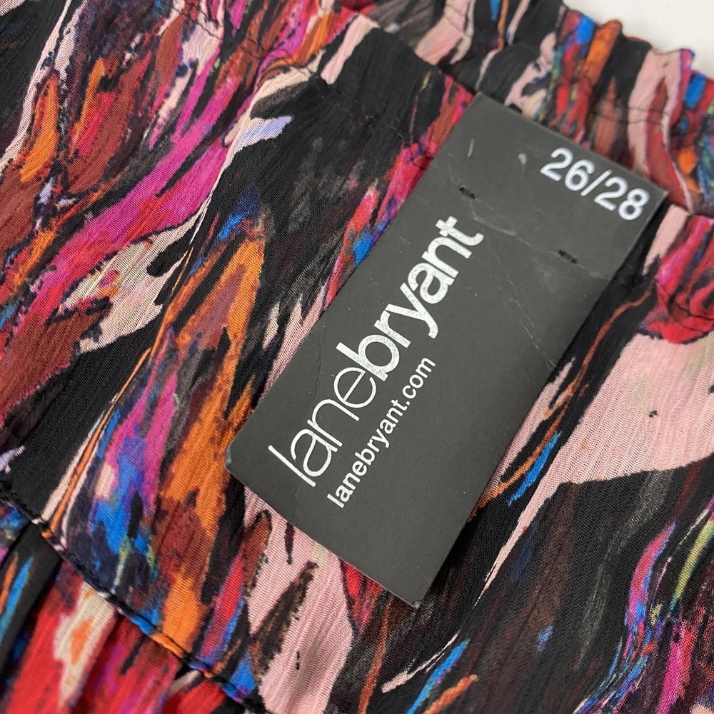 Lane Bryant Skirt Womens 26/28 Multicolor Pleated Mini Ombre Abstract Print - Picture 2 of 11
